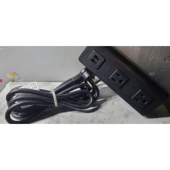 Conference Recessed Power Strip Socket 6.5Ft Cord, Desktop 2-Outlet & 2 USB Port - Picture 9 of 9